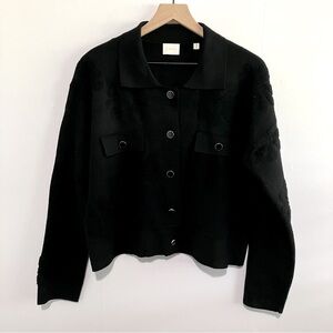 Cyrus Black Women's Cardigan with Flower Detail Size Medium